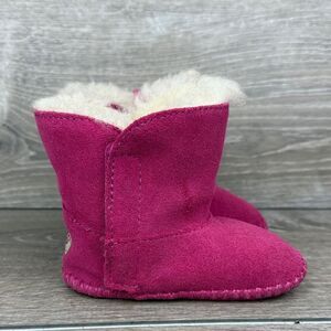 Ugg Caden Toddler Girl Sz 5 Princess Pink Suede Shearling Lined Moccasin Booties